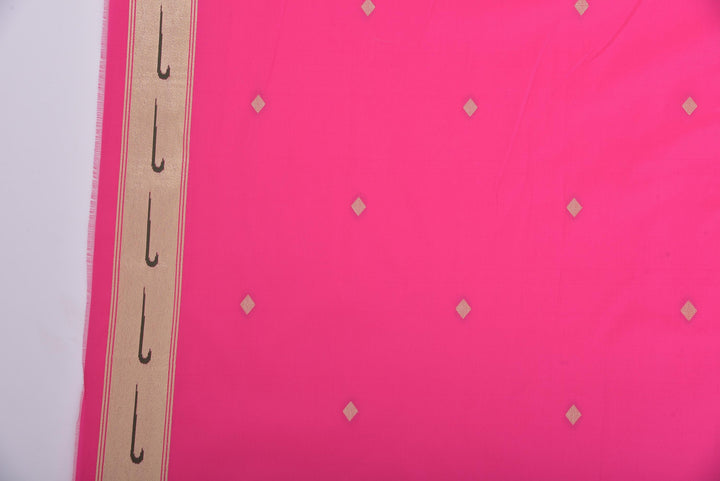 Neerus Pink printed saree with blouse piece - side view