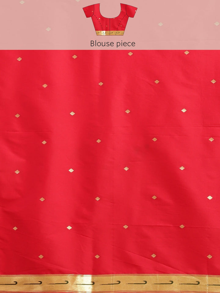 Neerus Red Banarasi woven saree - detail view 3