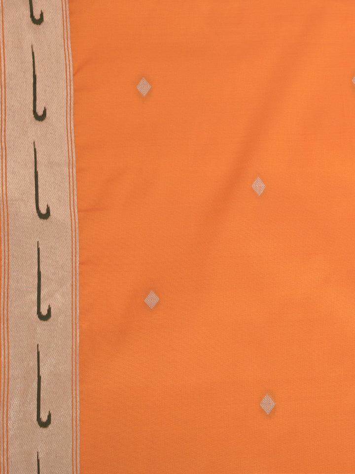 Neerus Orange georgette printed saree with blouse - side view