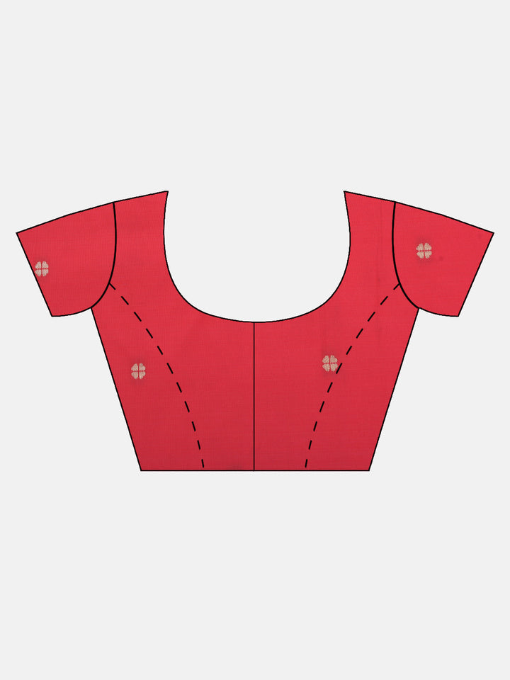 Neerus Pink Banarasi printed saree with blouse - detail view 2