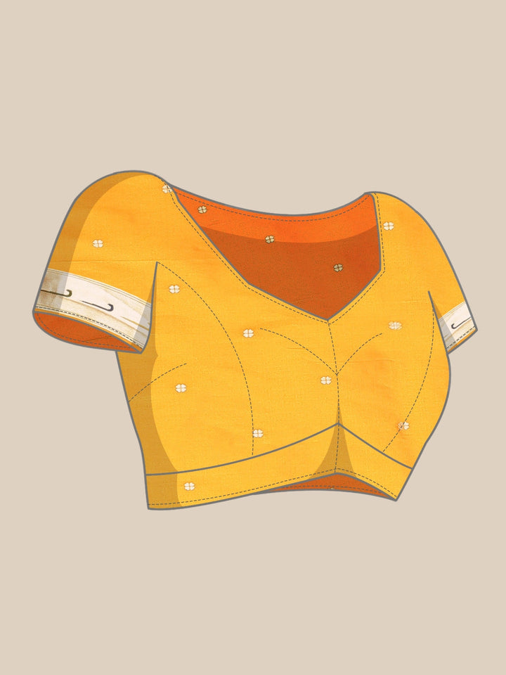 Neerus Yellow Banarasi woven saree - detail view 2