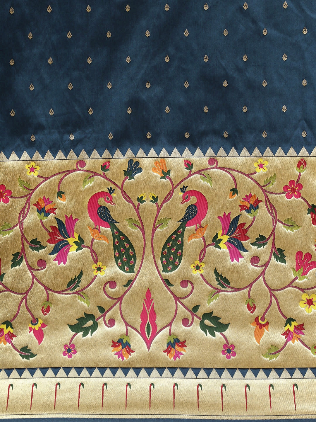 Neerus Blue Banarasi woven saree - side view