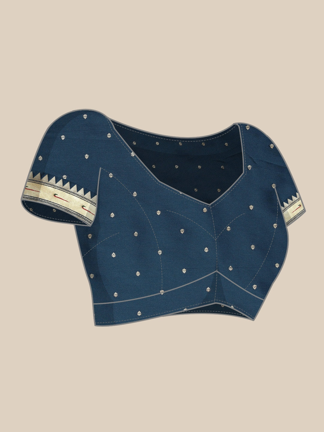 Neerus Blue Banarasi woven saree - detail view 2
