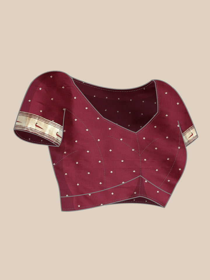 Neerus Maroon Banarasi woven saree - detail view 2