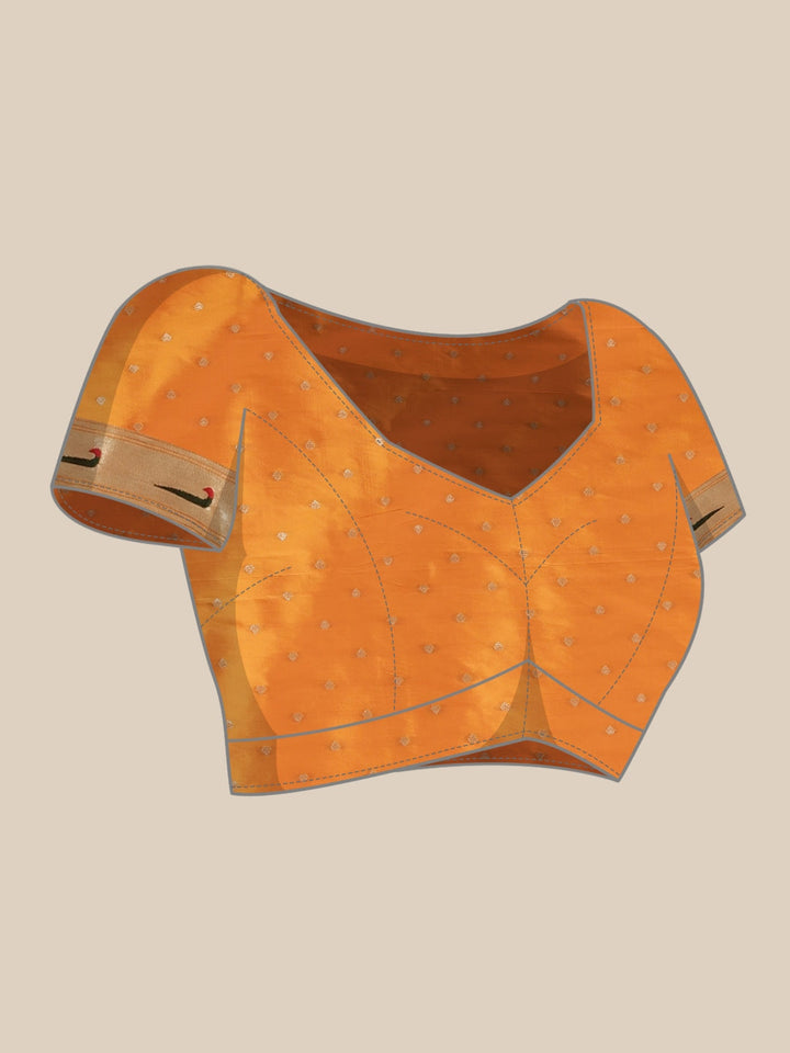 Neerus Yellow Banarasi woven saree - detail view 2