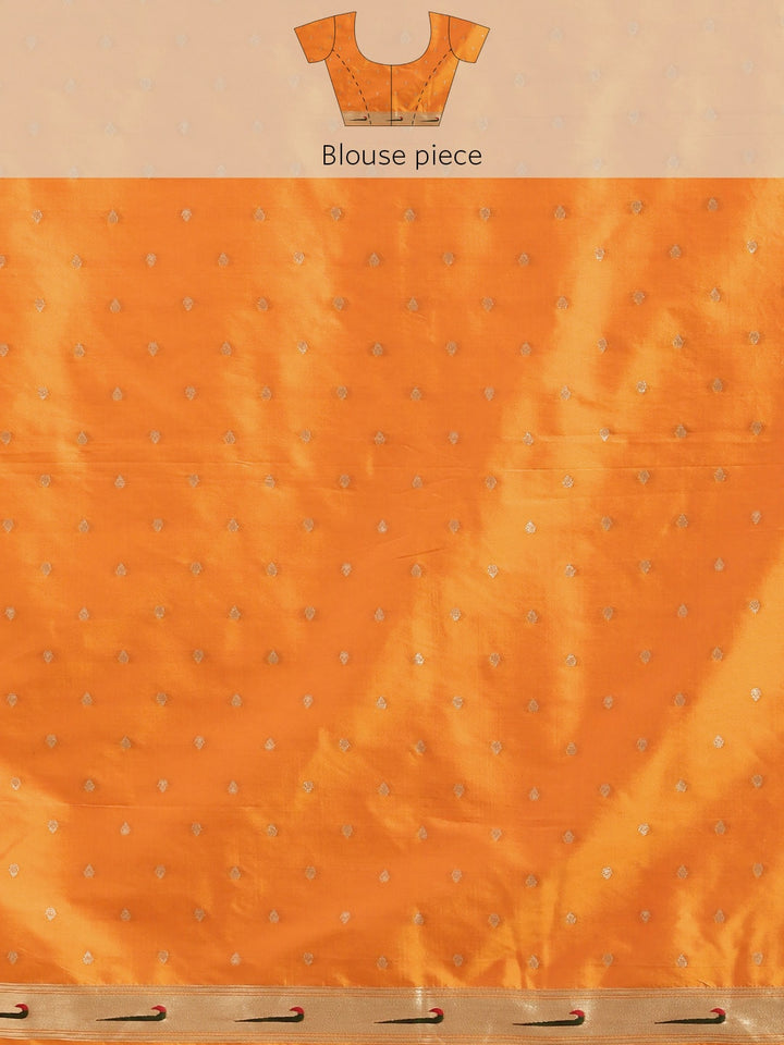 Neerus Yellow Banarasi woven saree - detail view 3