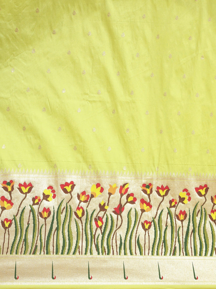 Neerus Green Banarasi woven saree - side view