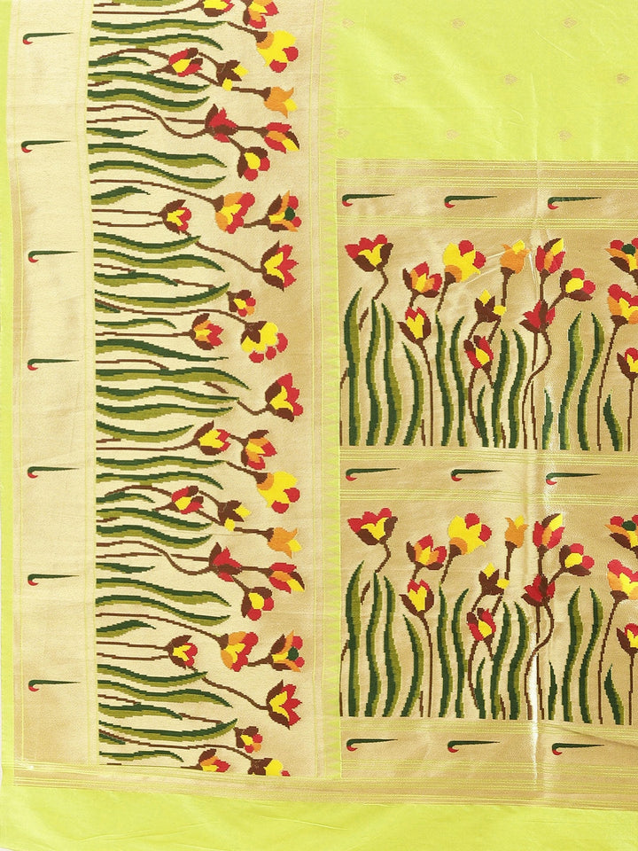 Neerus Green Banarasi woven saree - detail view 1