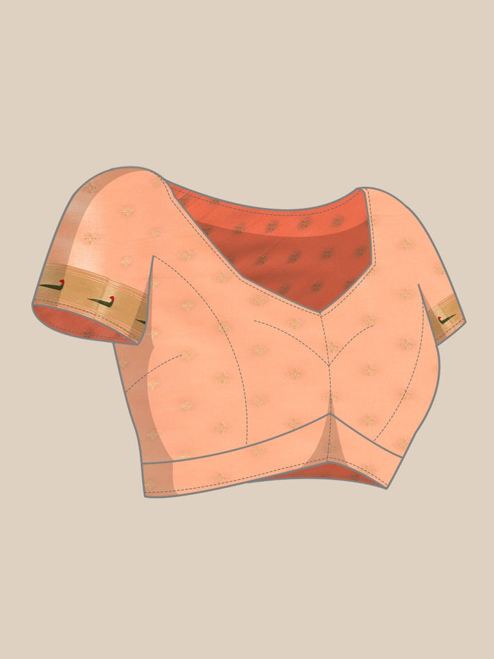 Neerus Orange Banarasi woven saree - detail view 2