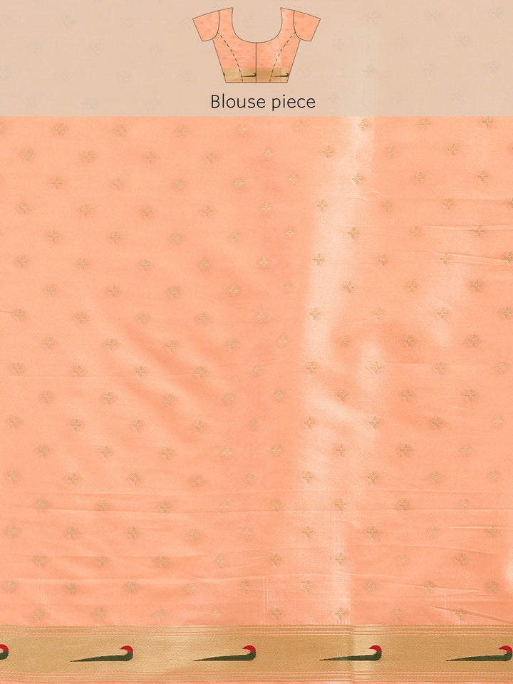 Neerus Orange Banarasi woven saree - detail view 3