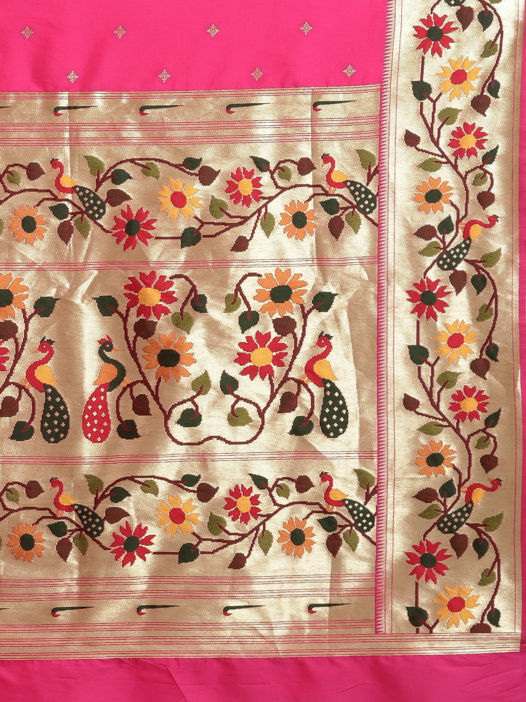 Neerus Pink Banarasi woven saree - detail view 1