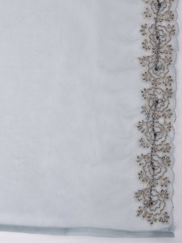 Neerus Blue muslin straight suit set - detail view 3