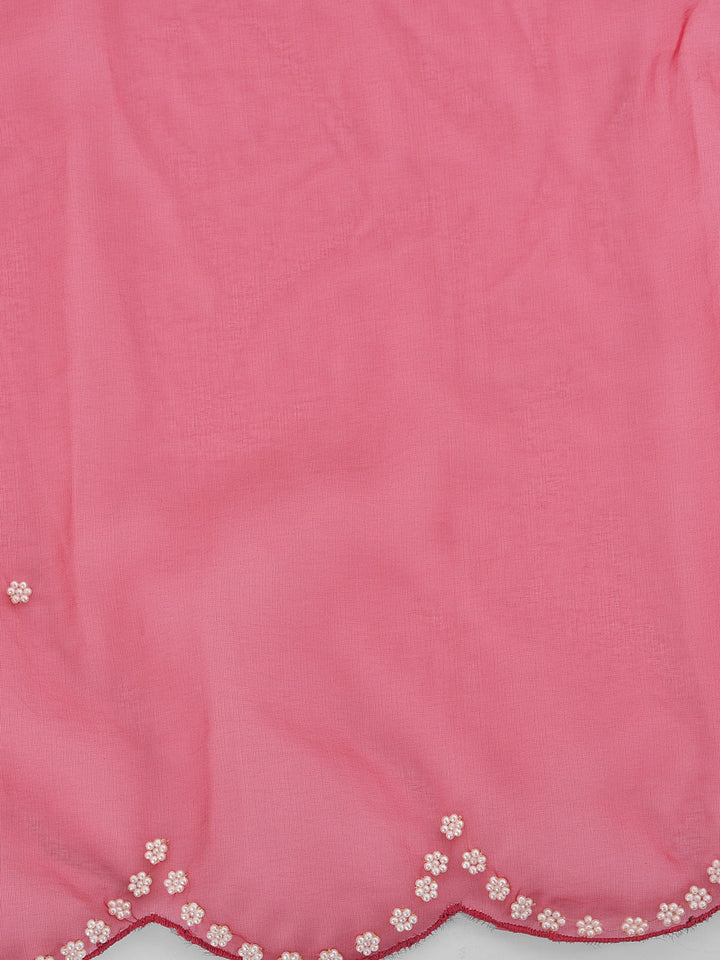 Neerus Pink embellished kurta set with pant and dupatta - detail view 3