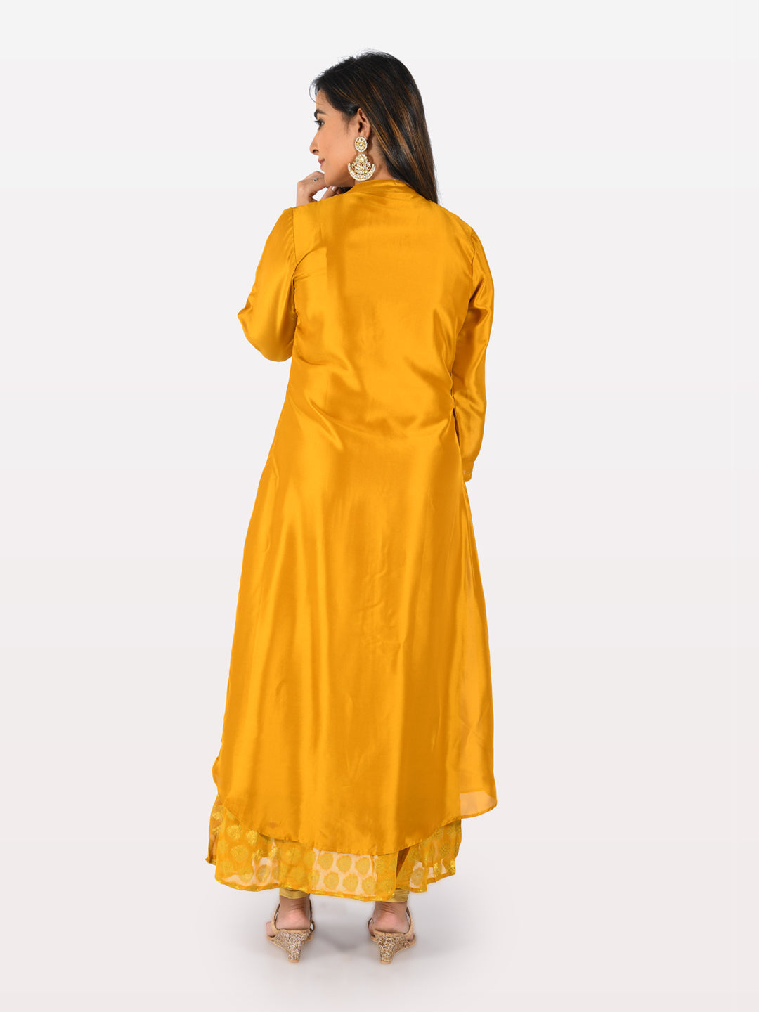 Neerus Orange embellished anarkali kurti - side view