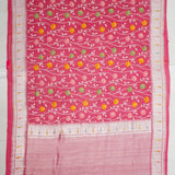 Peach Pure Handloom Tussar With Paithani Muniya Border All Over Multicolour Flowers