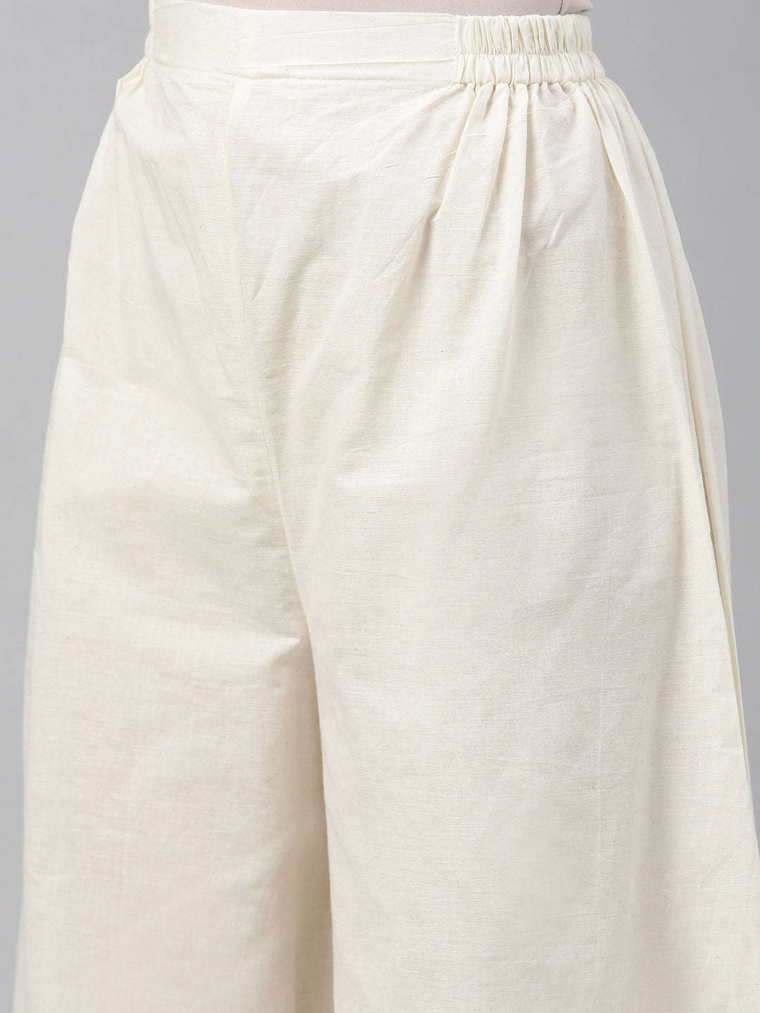Neerus Beige solid flared palazzo bottom - detail view 5
