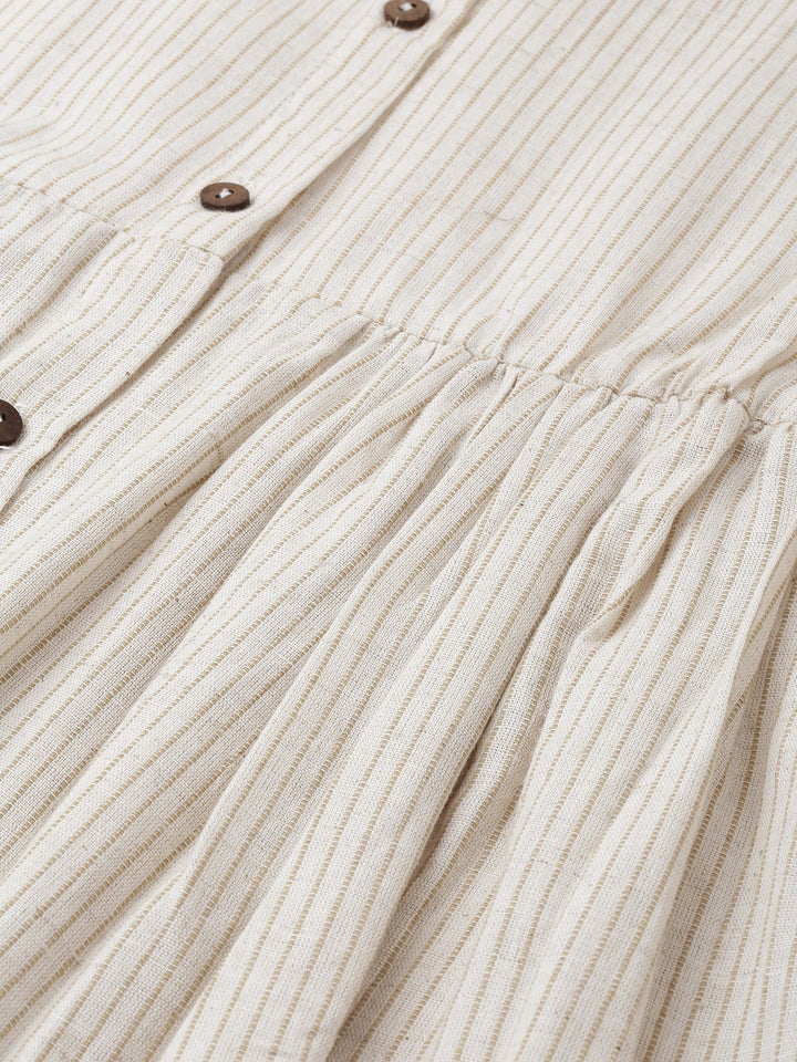 Neerus White cotton printed A-Line kurta - back view
