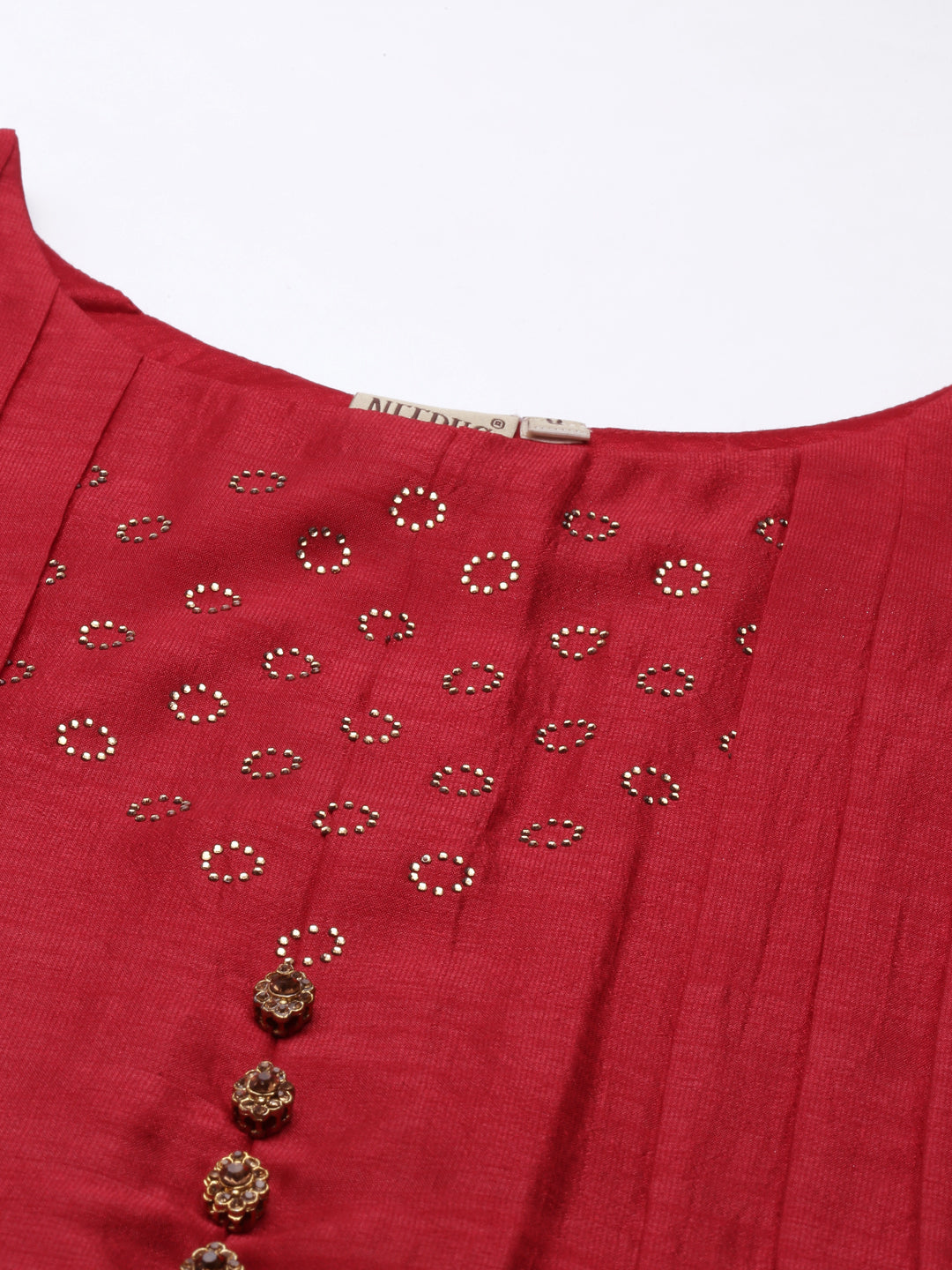Neerus Maroon georgette embroidered Anarkali kurti - detail view 2
