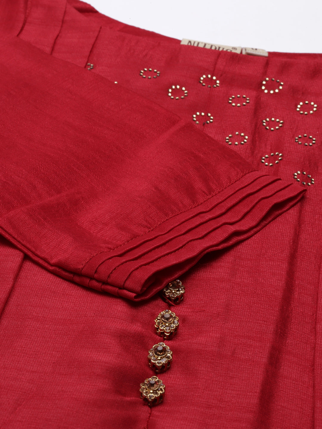 Neerus Maroon georgette embroidered Anarkali kurti - detail view 3