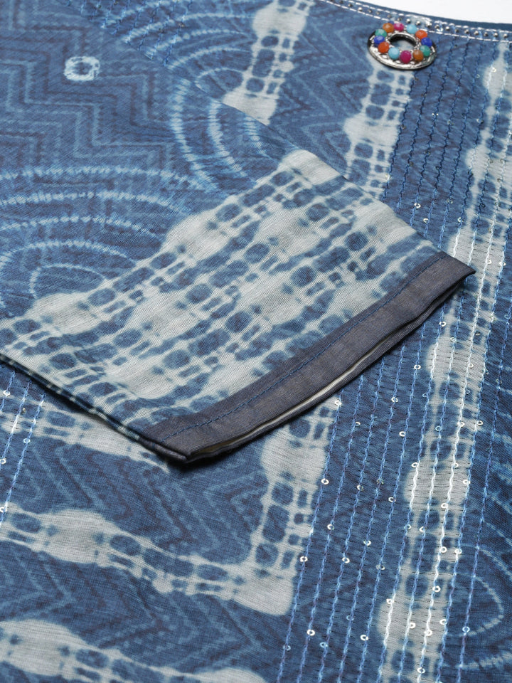 Neerus Green Chanderi Cotton Printed Kurta Set - detail view 4