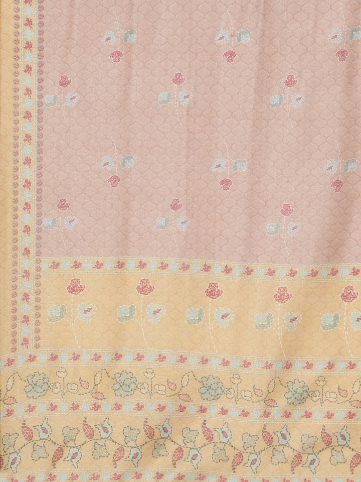 Neerus Yellow Chanderi Cotton Printed Kurta Set - detail view 4