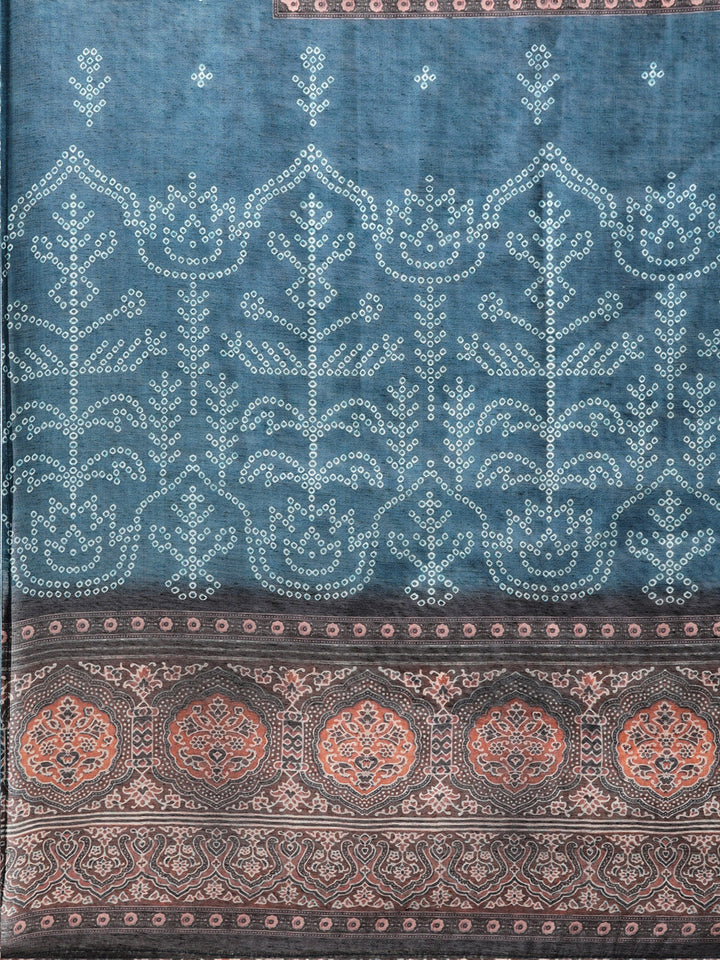 Neerus Green Silk Chiffon Printed Kurta Set - detail view 3