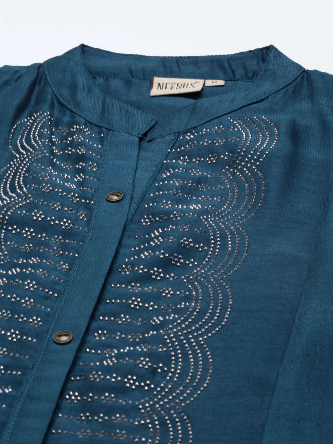 Neerus Blue crepe printed anarkali kurta - detail view 3