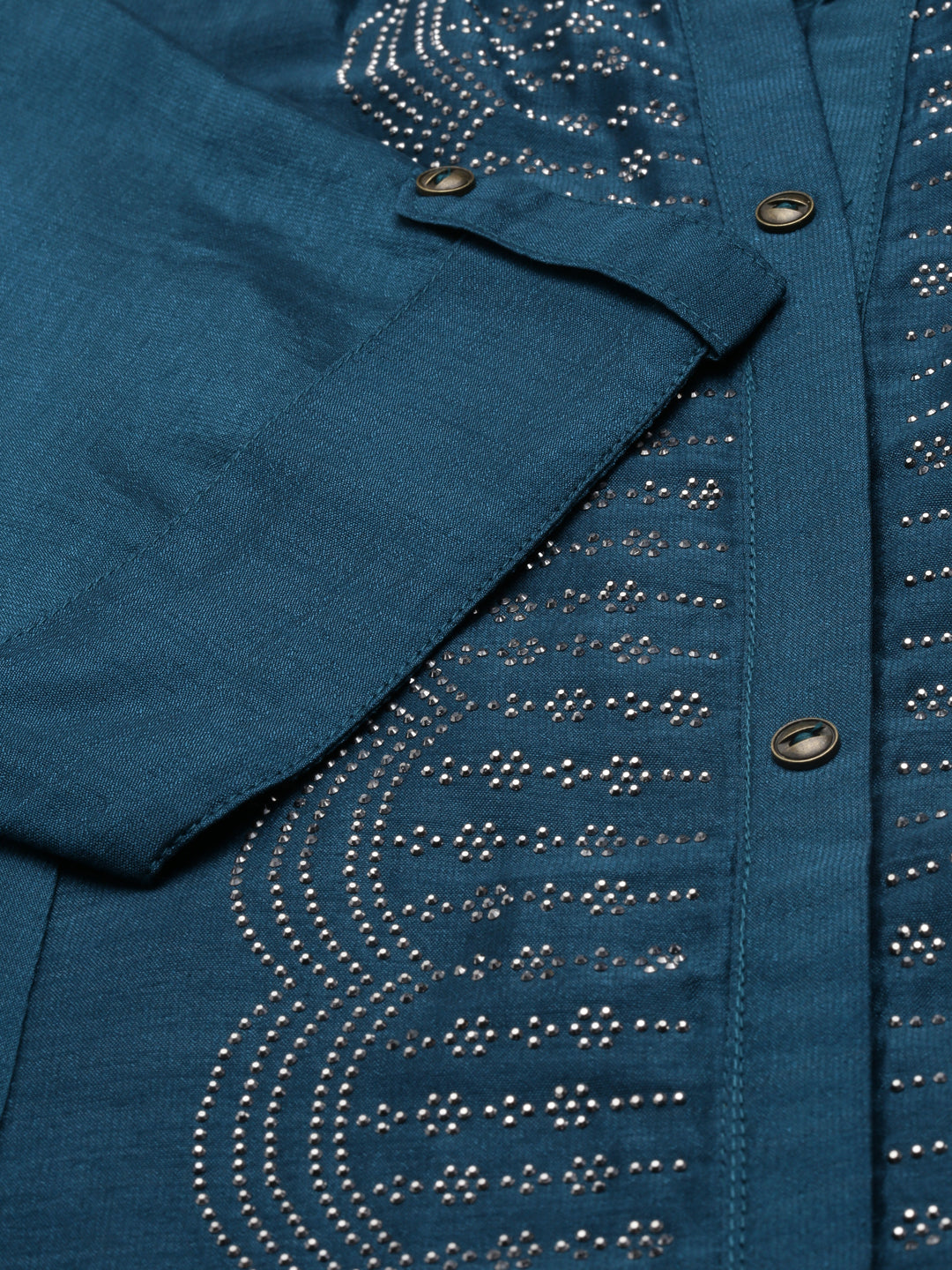 Neerus Blue crepe printed anarkali kurta - detail view 2