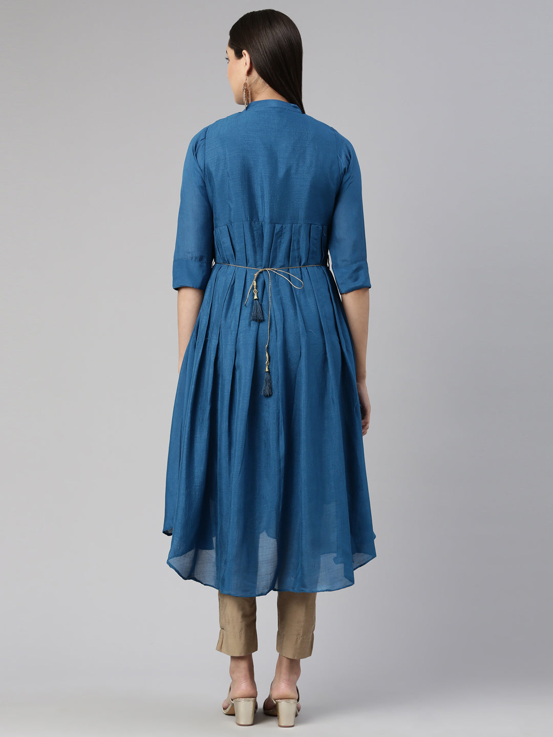 Neerus Blue printed anarkali kurta - side view