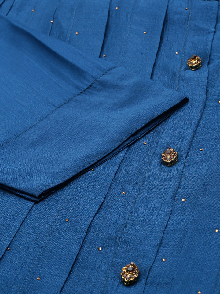 Neerus Blue printed anarkali kurta - detail view 2
