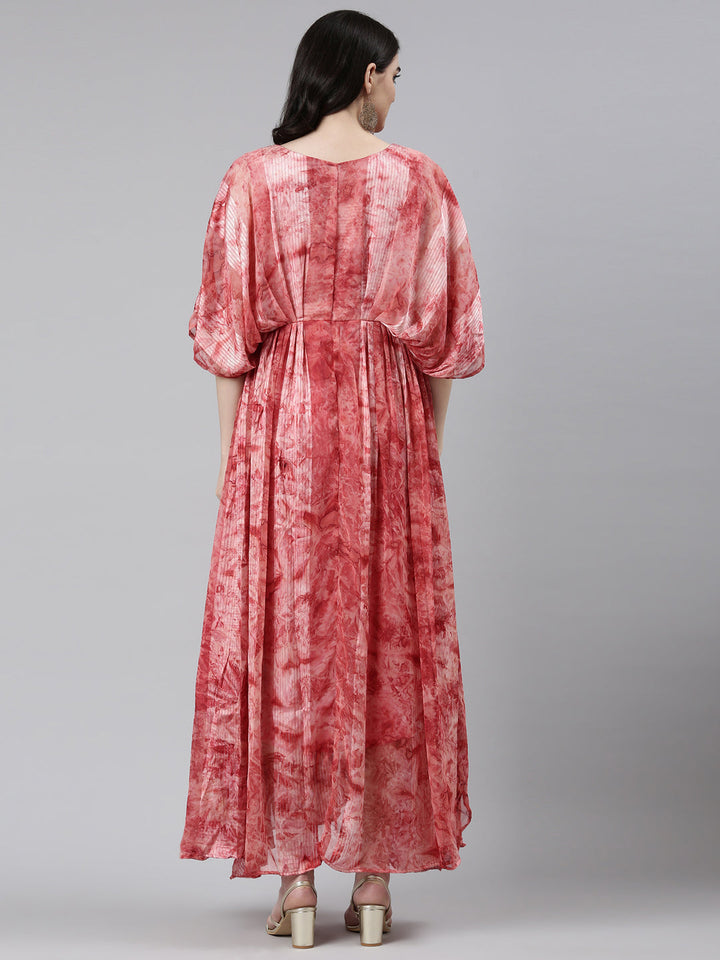 Neerus Orange solid straight casual dress - side view