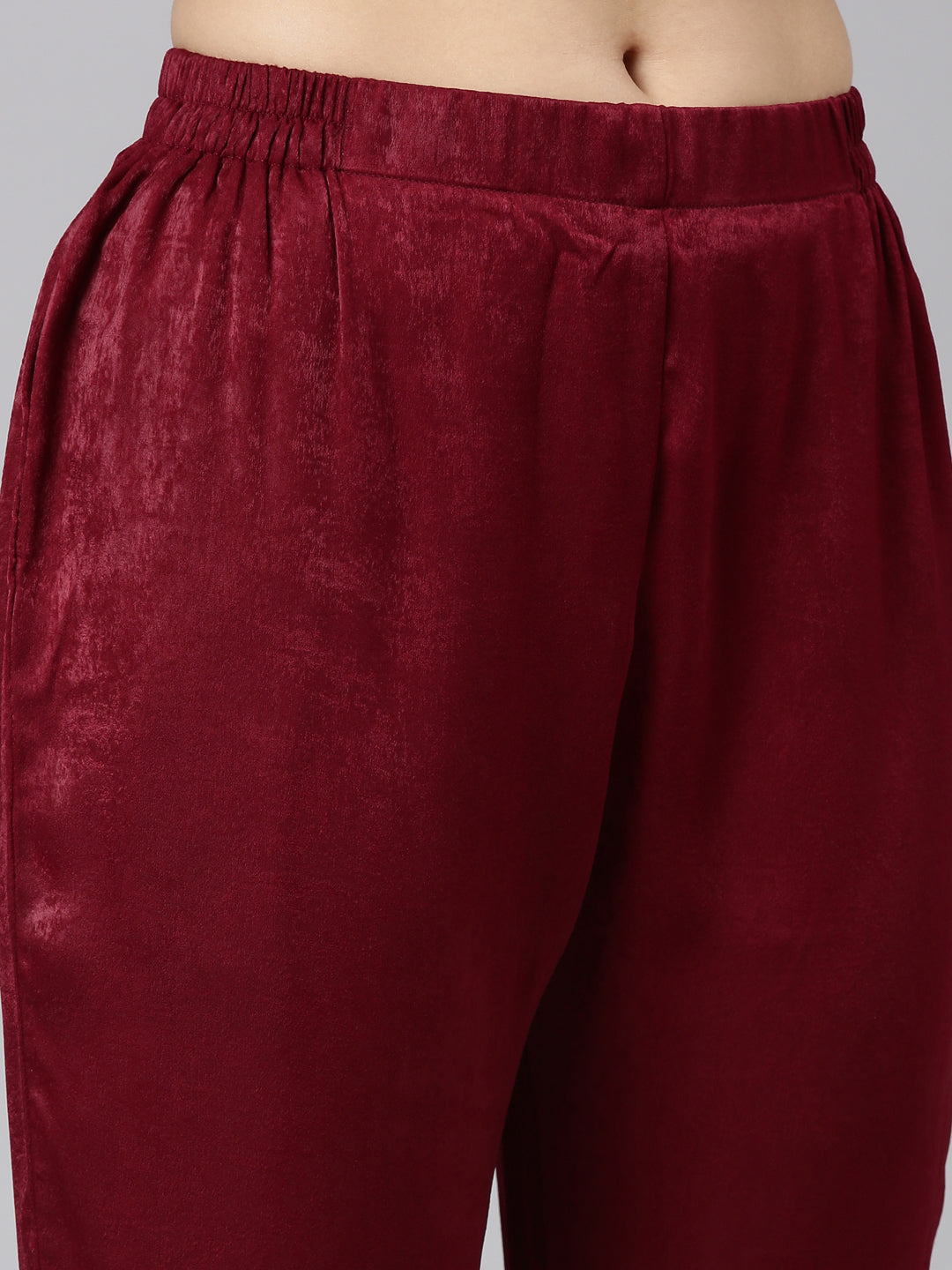 Neerus Pink solid straight kurta set with trouser - detail view 3