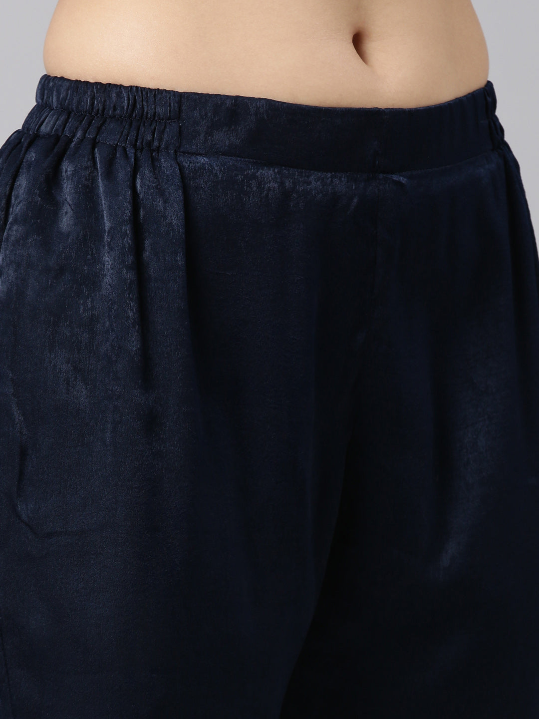 Neerus Blue solid straight kurta set with trousers - detail view 3