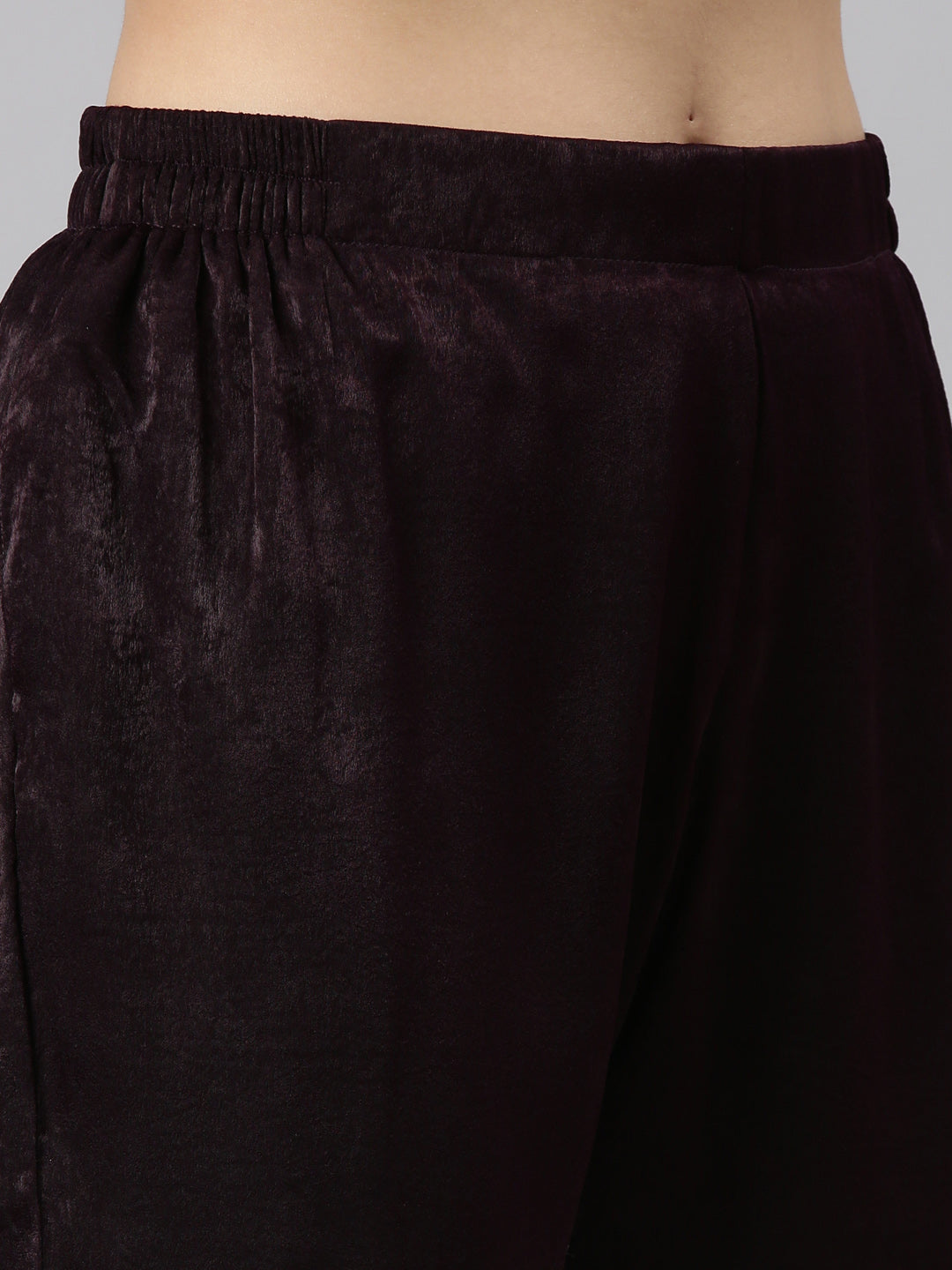 Neerus Purple solid straight kurta set with trouser - detail view 3