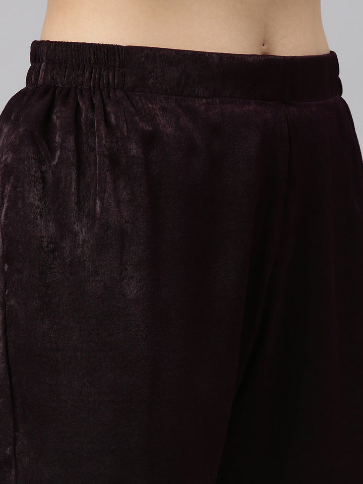Neerus Purple solid straight kurta set with trouser - detail view 3