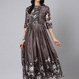 Neerus Graphit Casual Floral Maxi Dresses