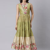 M Green Chanderi One Piece Long Gown
