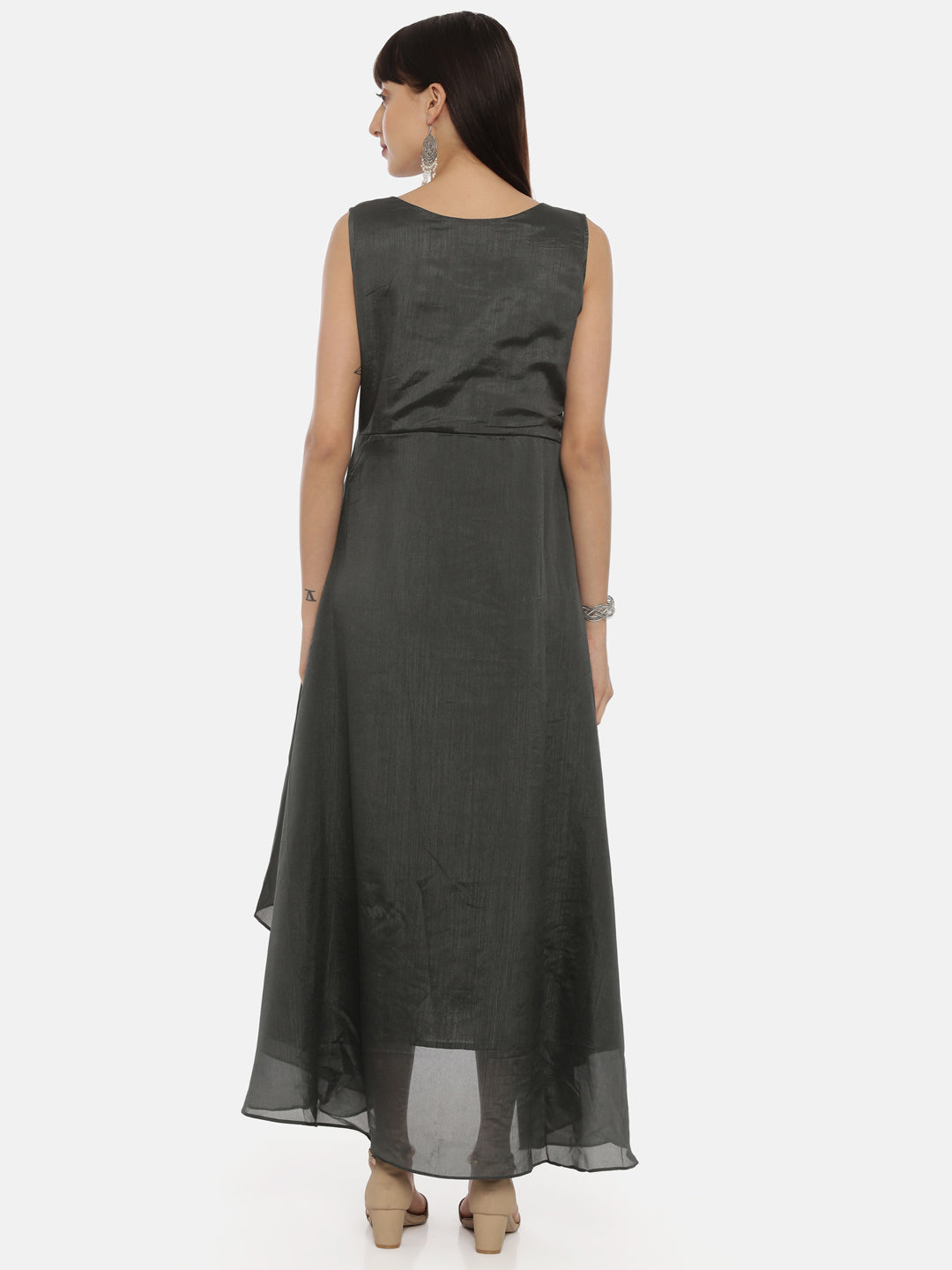 Neerus Grey embellished flared kurti - detail view 2