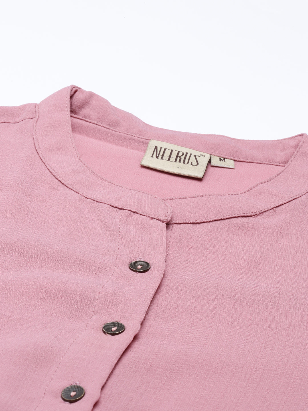 Neerus Pink rayon solid kurti - detail view 14