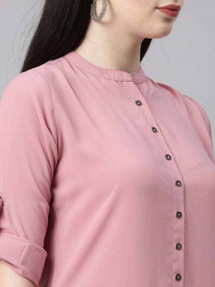 Neerus Pink rayon solid kurti - detail view 20