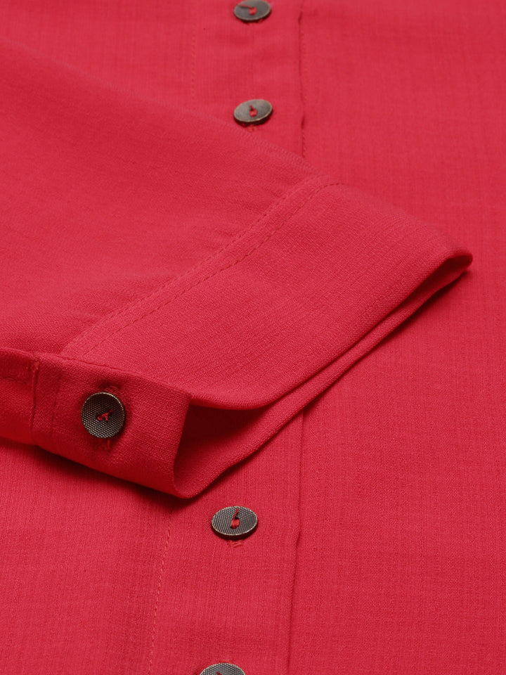 Neerus Red rayon straight kurti - detail view 3