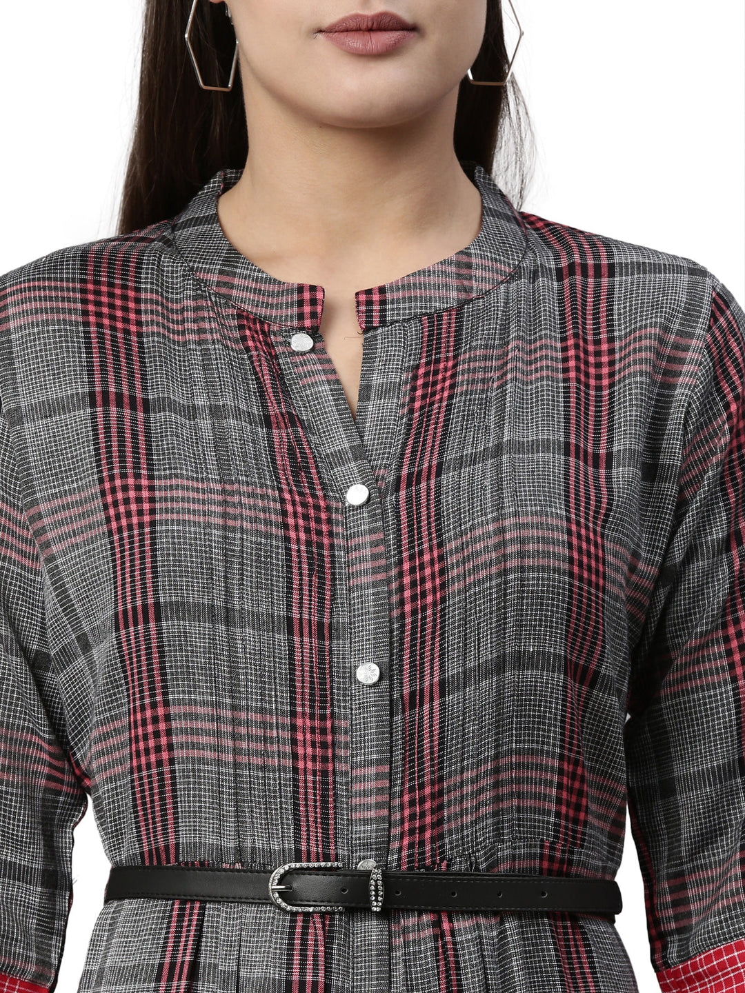 Neerus Grey rayon solid kurta - back view