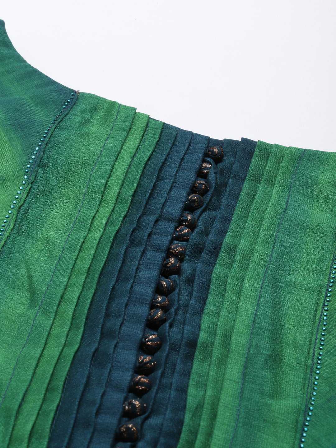 Neerus Green silk straight kurta - side view