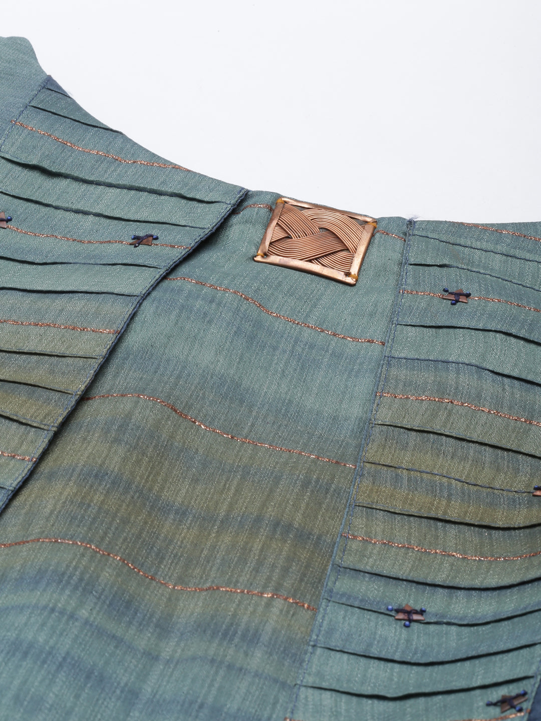Neerus Blue silk straight kurta - back view