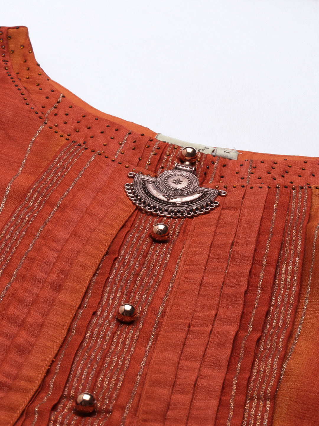 Neerus Orange silk straight kurta - back view
