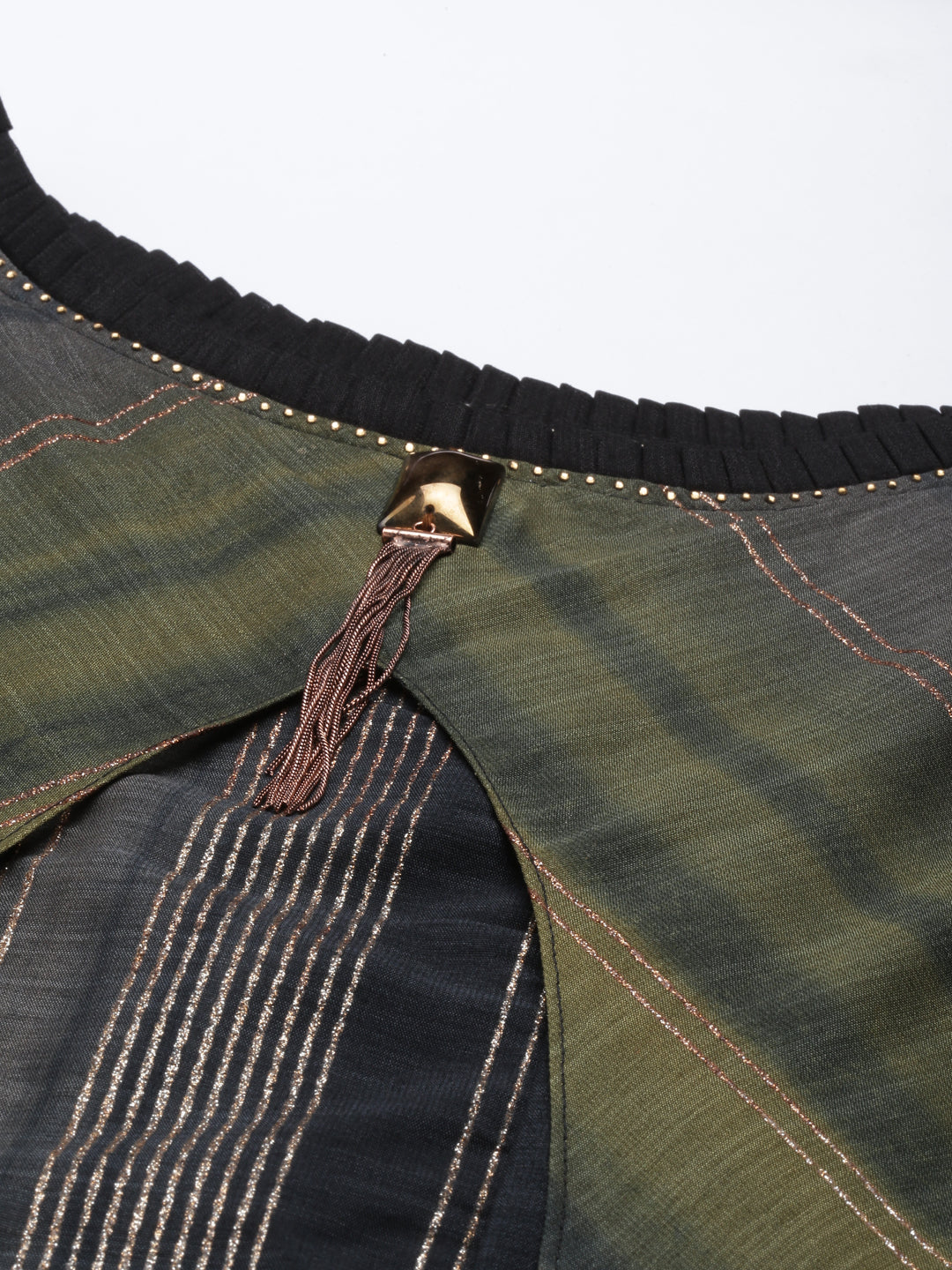 Neerus Grey silk solid kurta - back view