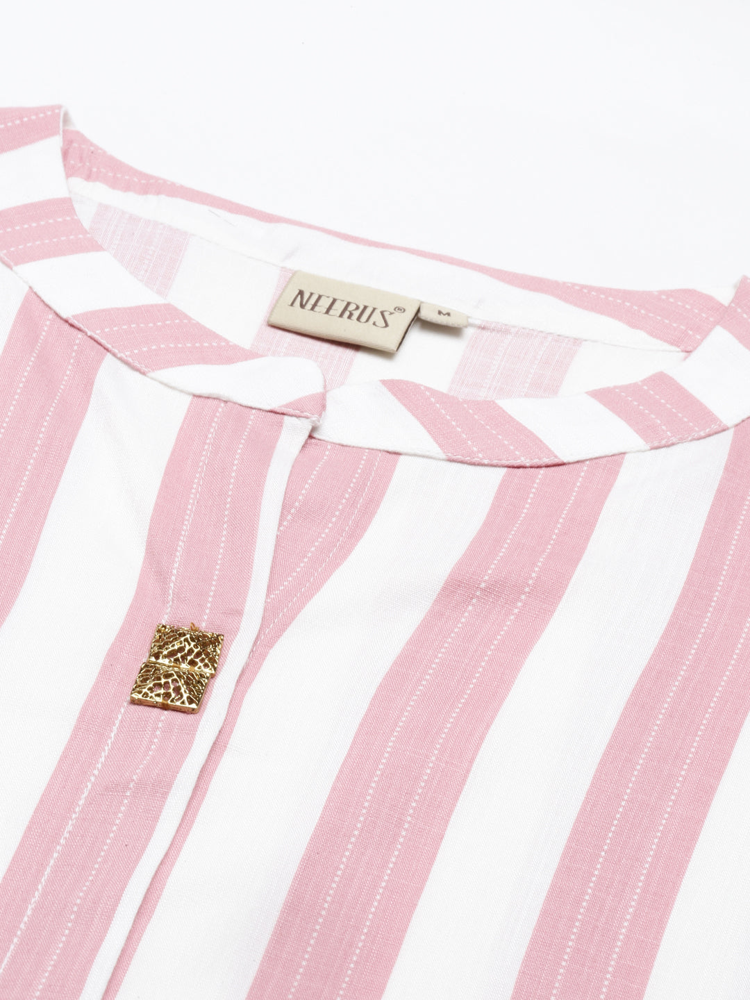 Neerus Pink rayon straight kurta - back view