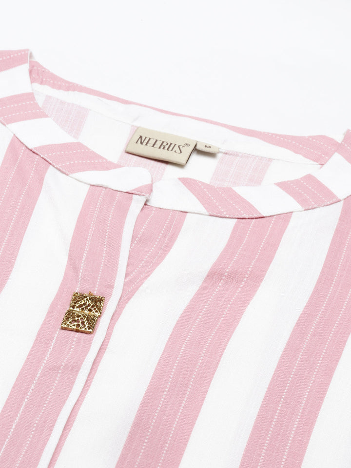 Neerus Pink rayon straight kurta - back view
