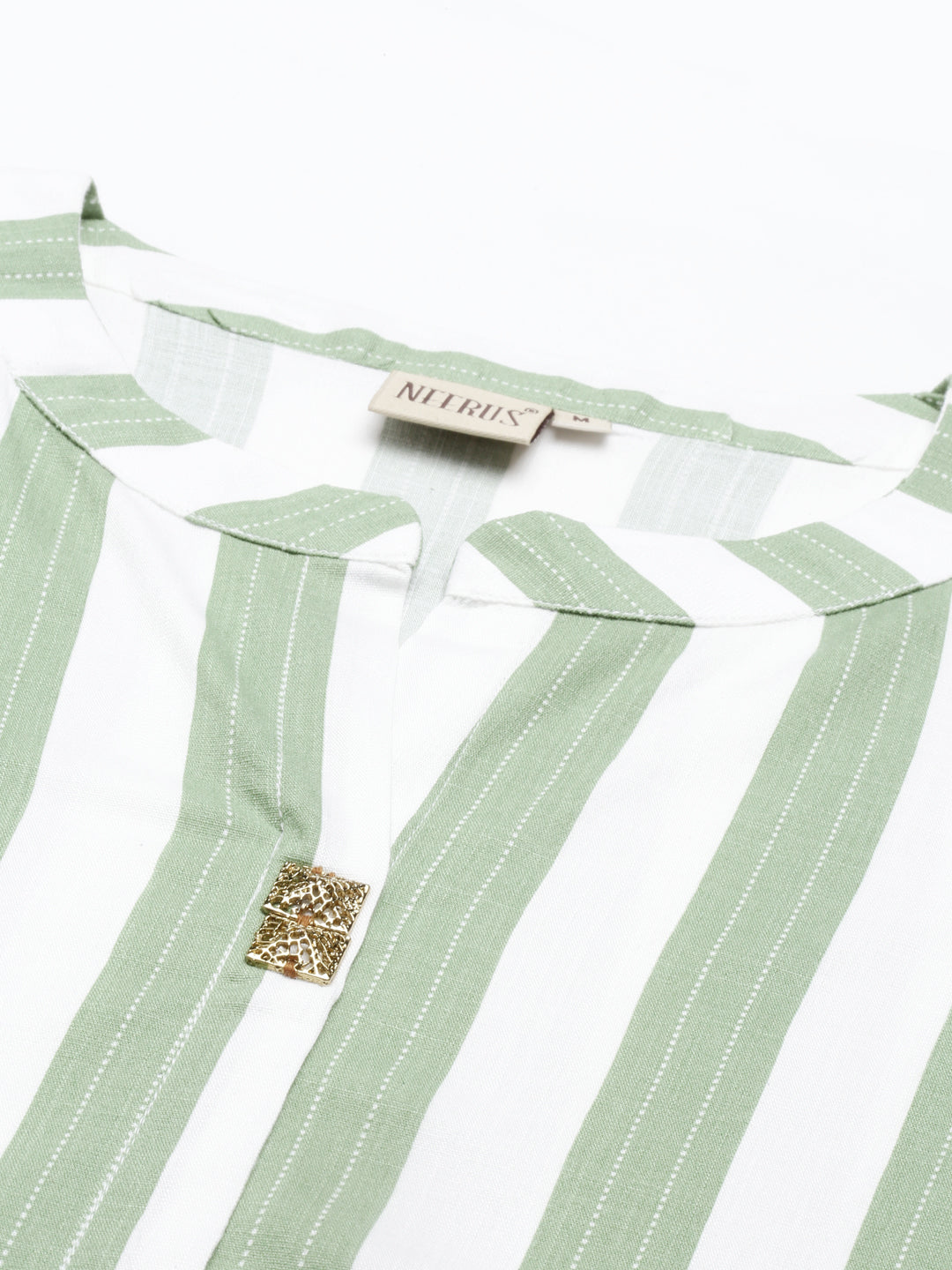 Neerus Green viscose rayon solid kurti - detail view 5