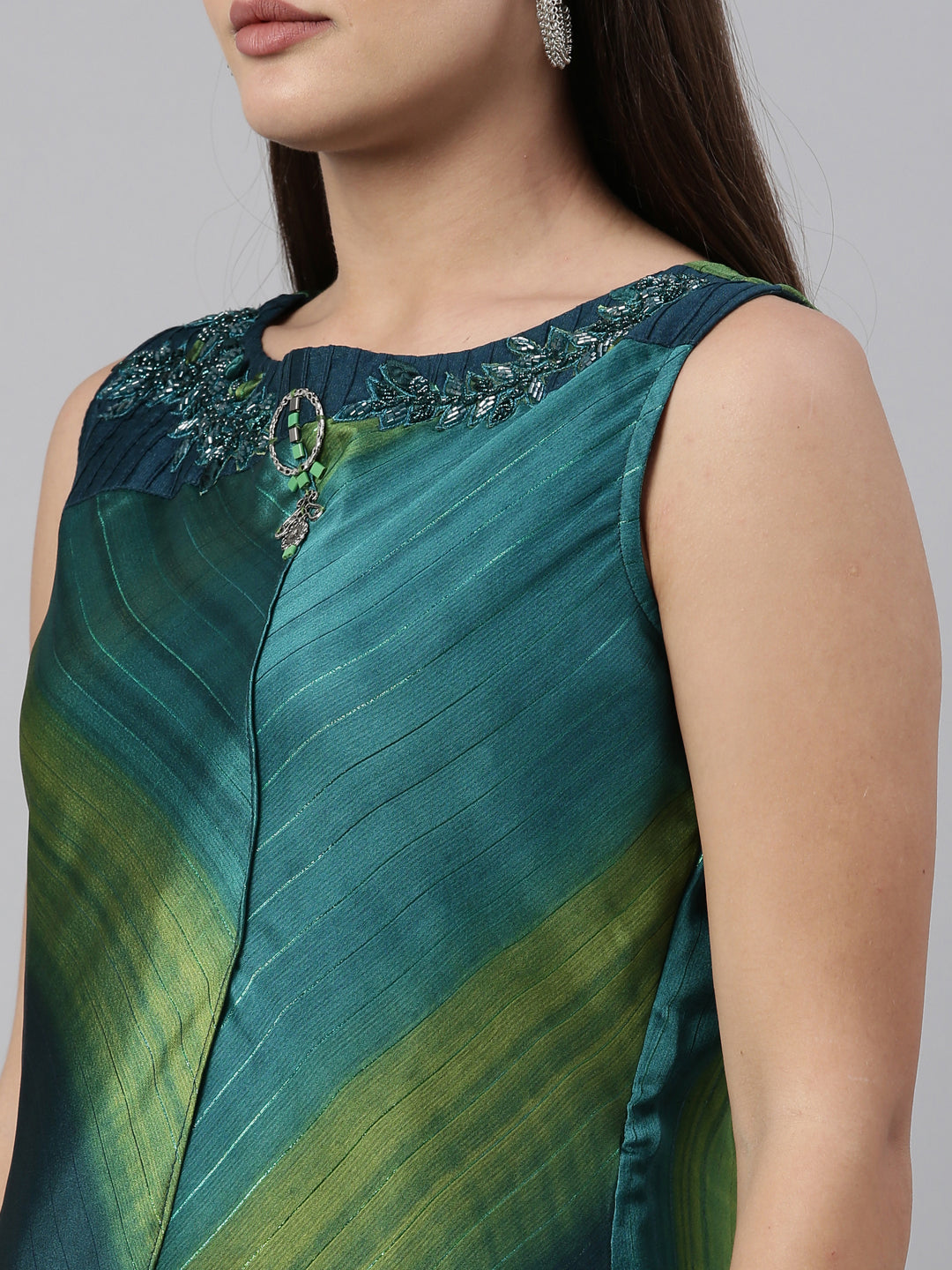 Neerus Blue silk solid kurta by Neerus - detail view 5